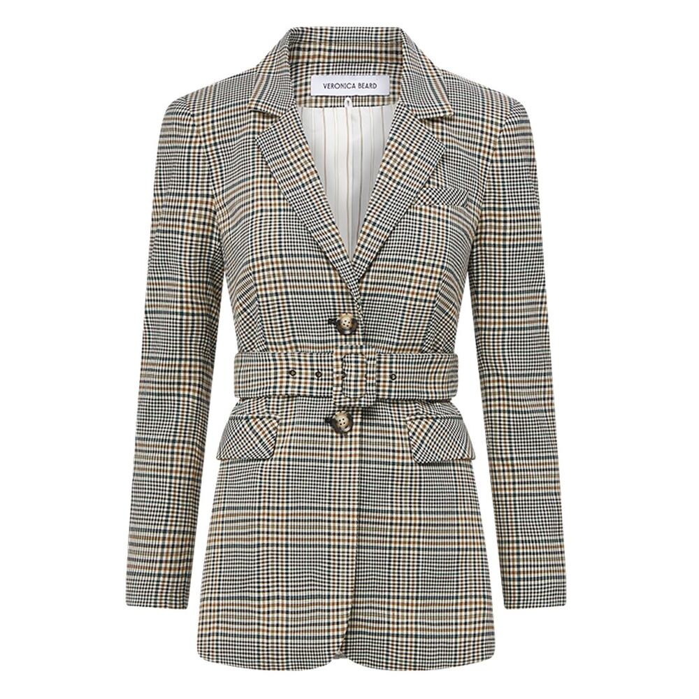 Veronica Beard Belted Ecru/Green Multi Ryanne Jacket Size 6 NWT